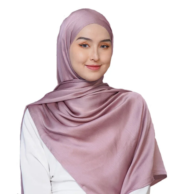 Hijab Pleated Crinkle Crepe Satin Chiffon Scarf Hijabs Luxury Women's Head Wraps Plain Shawl High Quality Long Foulard Scarves Echarpe