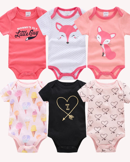 Babies Outfits Kavkas Baby Girls Bodysuits 6 pcs/lot Summer Cotton Baby Clothes Short Sleeve Newborn body bebe 0-3 months Infant Clothing