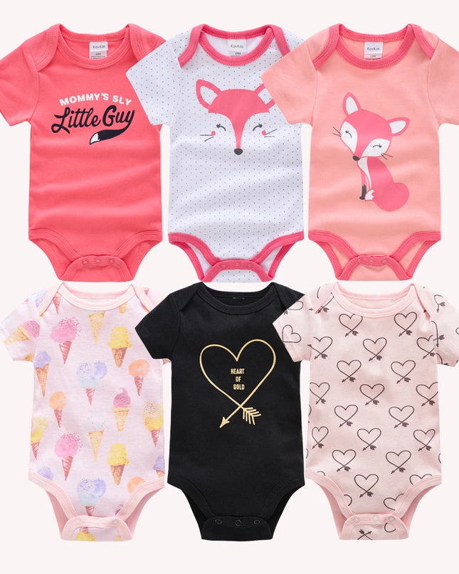 Babies Outfits Kavkas Baby Girls Bodysuits 6 pcs/lot Summer Cotton Baby Clothes Short Sleeve Newborn body bebe 0-3 months Infant Clothing