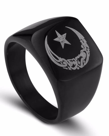 Accessories Muslim Stainless Steel Ring for Men Islam moon star Gold and silver color ring