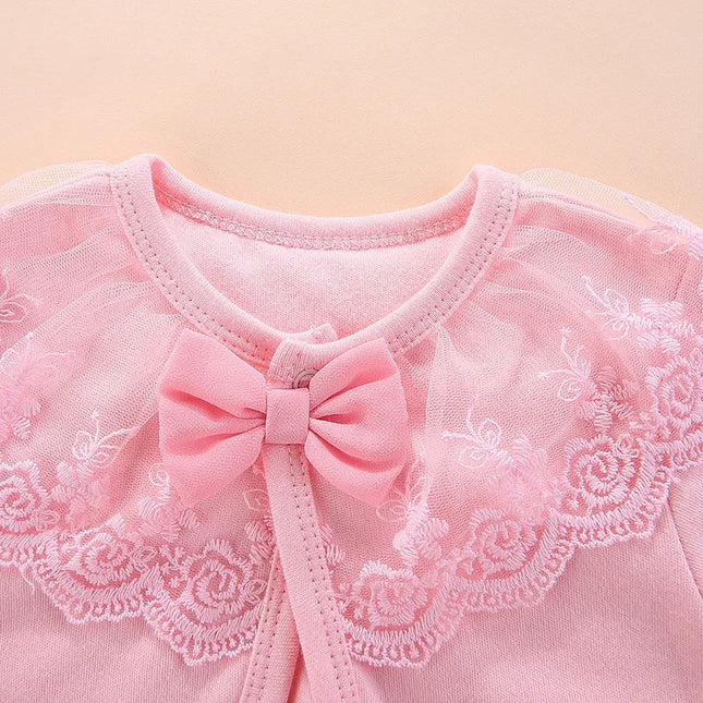 Babies Outfits Lawadka 100%Cotton Baby Coat Girl Bow Lace Princess Baby Coat Newborn Wedding Birthday Party Baby Girls Outerwear Baby Clothes