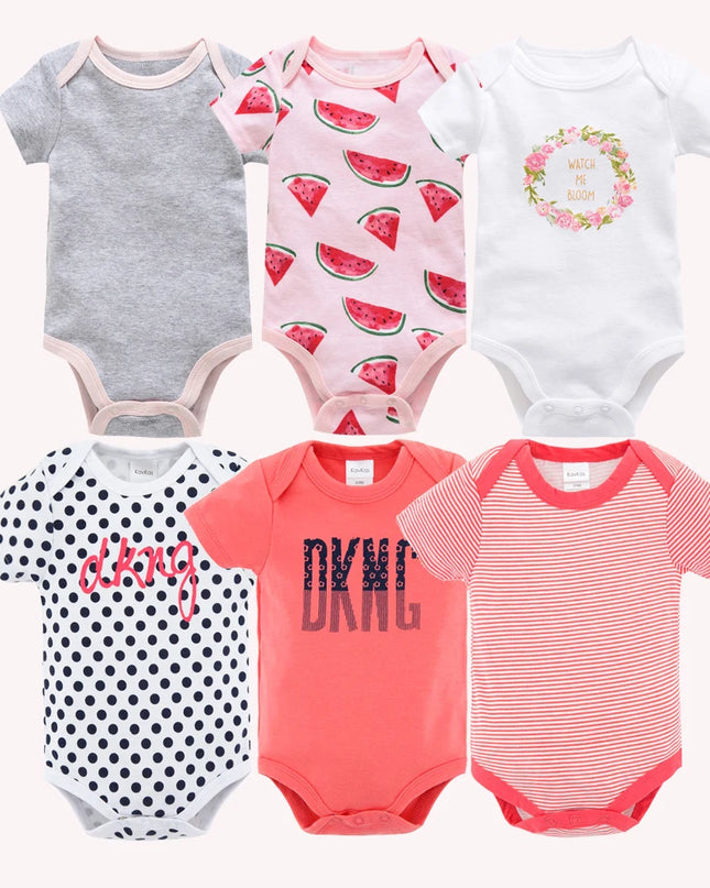 Babies Outfits Kavkas Baby Girls Bodysuits 6 pcs/lot Summer Cotton Baby Clothes Short Sleeve Newborn body bebe 0-3 months Infant Clothing