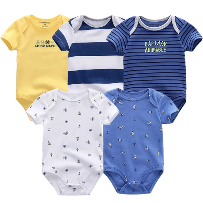 Babies Outfits 5Pcs High Quality Infant Jumpsuit Baby clothes Short sleeves Boys' Clothing Set Newborn bodysuits 2022 Summer Body Baby girls