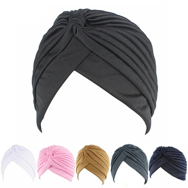 Hijab Women Elastic Stretchy Beanies Hat Bandanas Big Satin Bonnet Hijab Cap Hat For Musleim Womens Solid Color Muslim Turban Cap