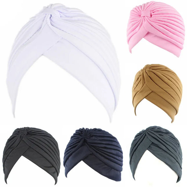 Hijab Women Elastic Stretchy Beanies Hat Bandanas Big Satin Bonnet Hijab Cap Hat For Musleim Womens Solid Color Muslim Turban Cap