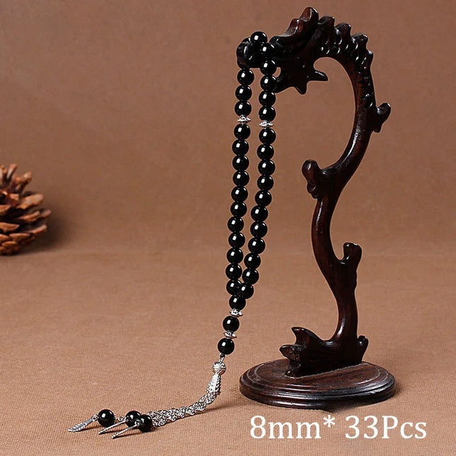 Accessories Natural Stone Agates Tassel Pendant 33 Prayer Beads Islamic Muslim Tasbih Allah Rosary Meditation Bead for Men Women jewelry