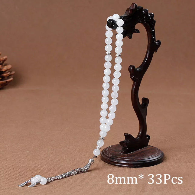 Accessories Natural Stone Agates Tassel Pendant 33 Prayer Beads Islamic Muslim Tasbih Allah Rosary Meditation Bead for Men Women jewelry