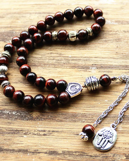 Accessories 8mm brown tiger eye Stone bead Round Shape 33 Prayer Beads Islamic Muslim Tasbih Allah Mohammed Rosary For Men&Women