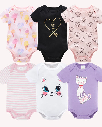 Babies Outfits Kavkas Baby Girls Bodysuits 6 pcs/lot Summer Cotton Baby Clothes Short Sleeve Newborn body bebe 0-3 months Infant Clothing