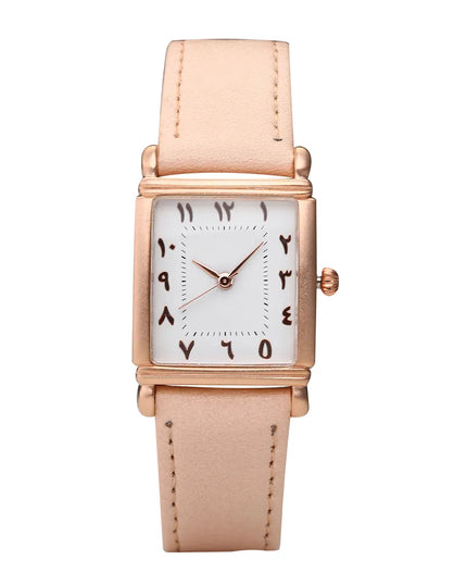 Accessories Rectangle Women Arabic Dial Face Watches Leather Straps