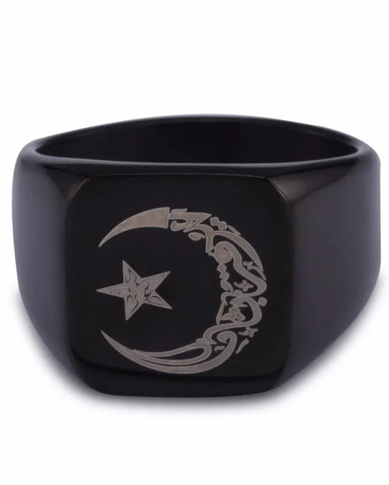 Accessories Muslim Stainless Steel Ring for Men Islam moon star Gold and silver color ring