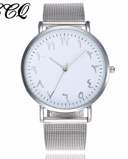 Accessories CCQ Brand Stainless Steel Silver Mesh Watch Unique Arabic Numbers Watches Casual Women Men Quartz Wristwatches Relogio Feminino