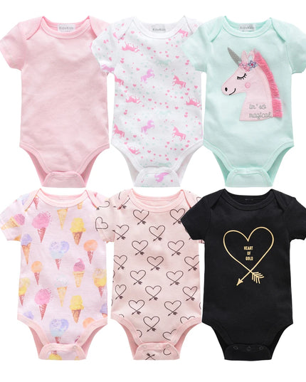 Babies Outfits Kavkas Baby Girls Bodysuits 6 pcs/lot Summer Cotton Baby Clothes Short Sleeve Newborn body bebe 0-3 months Infant Clothing