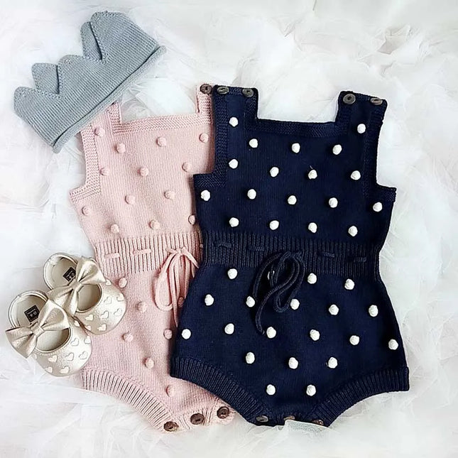 Babies Outfits Knitted Baby Clothes 2022 Newborn Baby Rompers Handmade Pompom Baby Girl Romper 100% Cotton Infant Baby Boys Jumpsuit Overalls