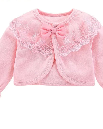 Babies Outfits Lawadka 100%Cotton Baby Coat Girl Bow Lace Princess Baby Coat Newborn Wedding Birthday Party Baby Girls Outerwear Baby Clothes