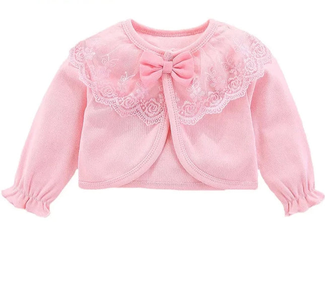 Babies Outfits Lawadka 100%Cotton Baby Coat Girl Bow Lace Princess Baby Coat Newborn Wedding Birthday Party Baby Girls Outerwear Baby Clothes