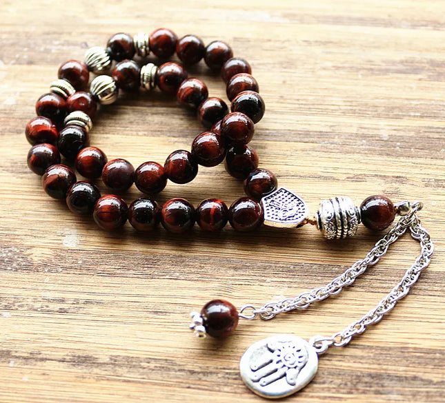 Accessories 8mm brown tiger eye Stone bead Round Shape 33 Prayer Beads Islamic Muslim Tasbih Allah Mohammed Rosary For Men&Women