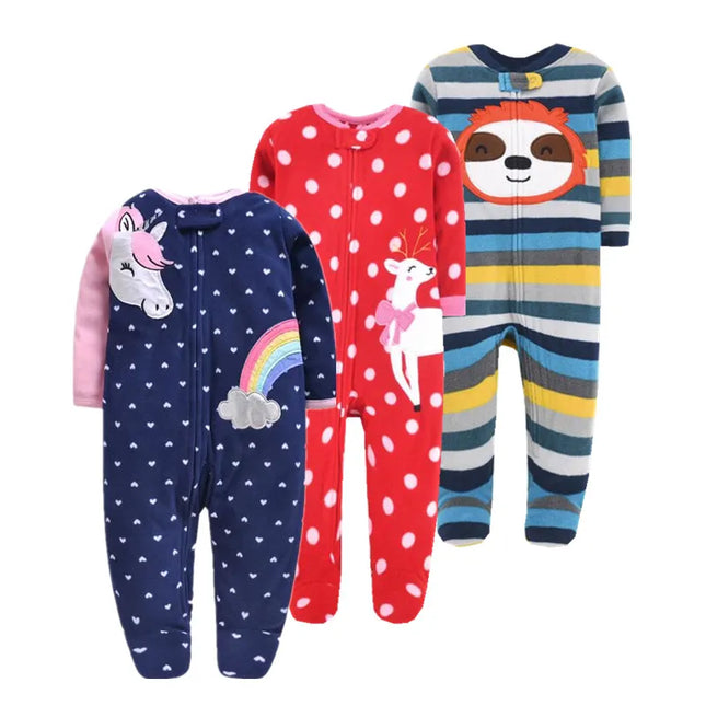 Babies Outfits Rompers For Girl Clothing Pink Cartoon New Born Baby Clothes One Pieces Pajamas Fleece Newborn Jumpsuit Costume