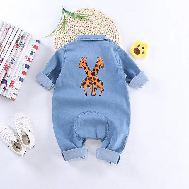 Babies Outfits Soft Denim Baby Romper giraffe Infant Newborn Jumpsuit Babies Boy Girls Costume Cowboy Fashion Jeans Children rompers RM19013