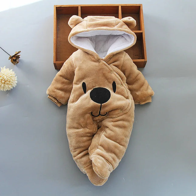 Babies Outfits Winter NewBorn Clothes 2023 New Style Baby Boys Girls Romper Cartoon Bear Plush Cute Overall Jumpsuit For Kids Infant Clothing