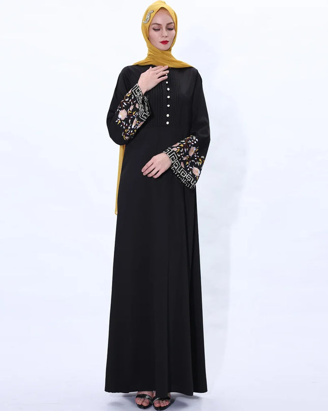 Dress Flower embroidery Abaya Hijab Muslim Dress female Caftan Turkish Islamic Kaftan Robe Musulman Abaya Islam F992