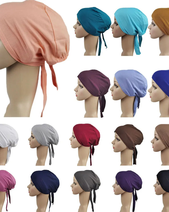 Hijab Underscarf Turban Tube Bone Bonnet Muslim Hijab Hat Women Bandage Stretch Inner Cap Ninja Hats Arab Beanie Skullies Islamic Caps