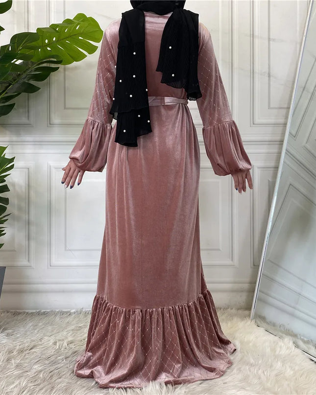 Abaya East Winter Fall Velvet Long Sleeve Women Muslim Fashion Maxi Turkey Dress Ramadan Kaftan Dubai Abaya Islamic Clothing