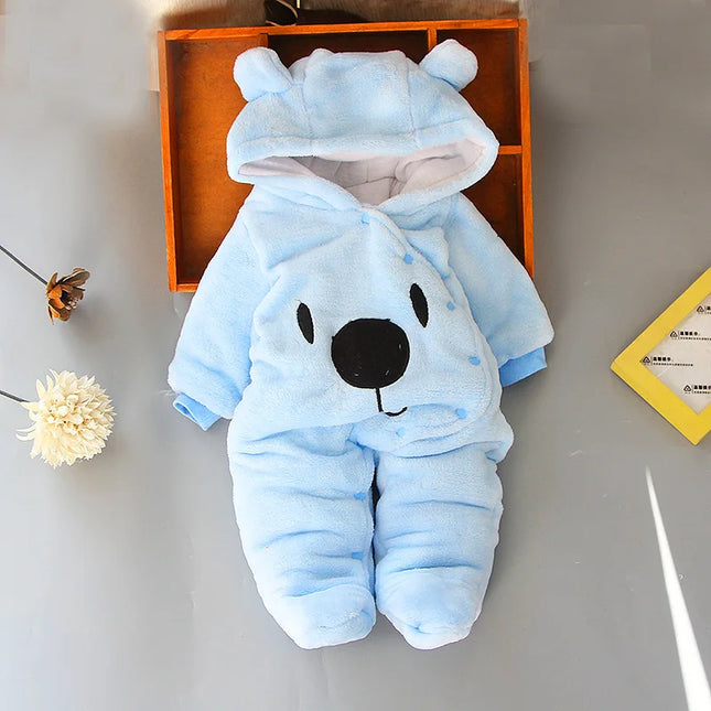 Babies Outfits Winter NewBorn Clothes 2023 New Style Baby Boys Girls Romper Cartoon Bear Plush Cute Overall Jumpsuit For Kids Infant Clothing