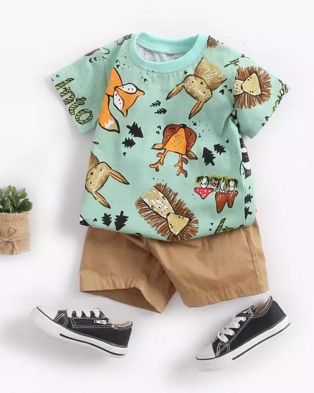 Babies outfits Sanlutoz Cute Infants Boys Clothing Sets Cotton Short Sleeve Baby Tops + Shorts 2Pcs Newborn Cartoon Clothes