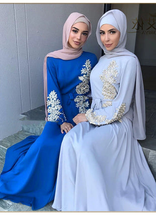 2023 New Fashion Women's Clothing Long Dress Elegant Dignified Embroidery Long Large Hem Dress Women's Worship Robe