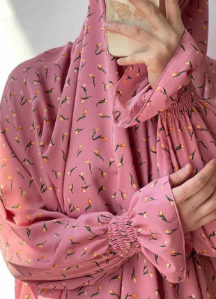 Jilbab-Prayer Outfit New  Dubai Turkey Middle East Print Dress Robe Lr545