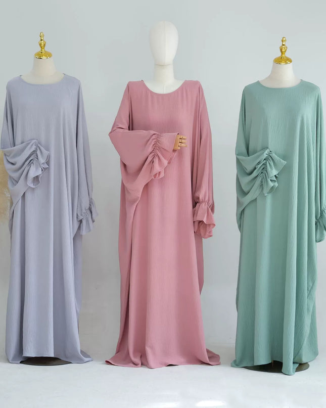 Dresses Loriya Middle East Dubai Turkey Solid Color TikTok AliExpress Solid Color Dress Lr669