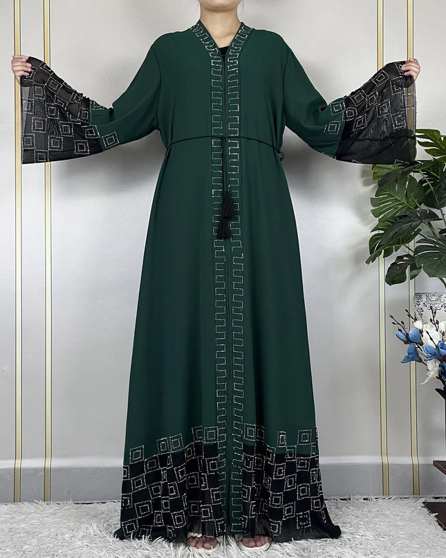 Dresses For Women Elegant Dresses Dubai Party Outfits Long Sleeved Chiffon Dashiki Muslim Women Robe Open African Abaya Clothing