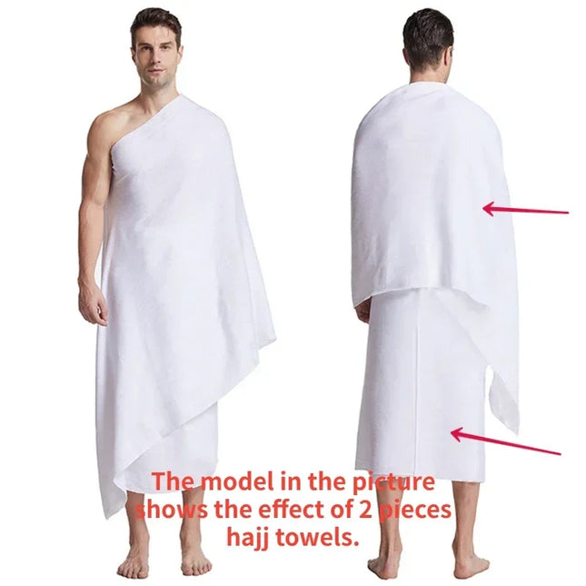 Accessories 1Pcs Ihram Hajj Towel Soft Comfortable White Pilgrimage Towel Arabia Muslim Ethnic Men Prayer Shawl Worship Hajj Costume