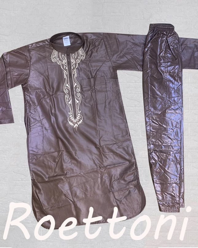 Kids Outfit 2 Pieces Muslim Boys Afghan Kids Dress Set Long Sleeve  Thobe For Children Shalwar Kameez Eid Pakistan India 3-16years Old