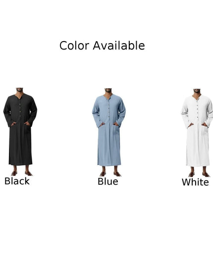 Men Tunics New Mens Muslim Clothing Saudi Jubba Kaftan Loose Full Length Thobe Robe Top  Vintage V Neck Muslim Kaftan Robes Men Clothing