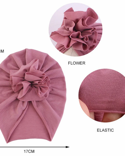 Kids Accessories Muslim Kids Baby Boy Girls Head Wrap Soft Cotton Turban Beanie Hat Flower Cap Peated Headwear Hair Loss Headband Cover Head 1-6Y