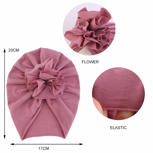 Kids Accessories Muslim Kids Baby Boy Girls Head Wrap Soft Cotton Turban Beanie Hat Flower Cap Peated Headwear Hair Loss Headband Cover Head 1-6Y