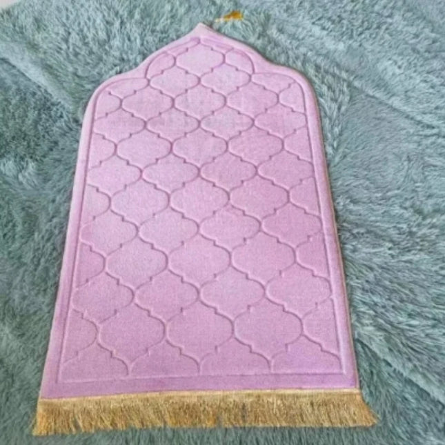 Accessories Flannel Prayer Mat for Muslim Ramadan Thick Printing Carpet Worship Kneel Embossing Floor Carpet Non-slip Soft Travel Prayer Rug