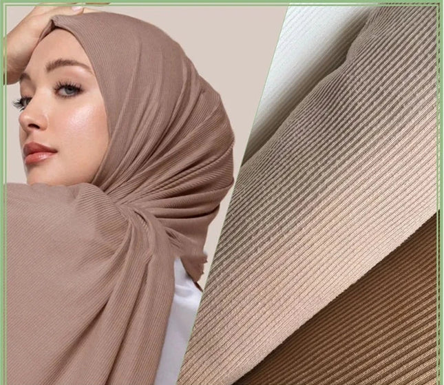 Hijab Muslim Women Solid Pleated Chiffon Scarf Stripe Hijab Wrinkle Shawls Wrap Woman Plain Crinkle Turbante Long Headband Maxi Wrap