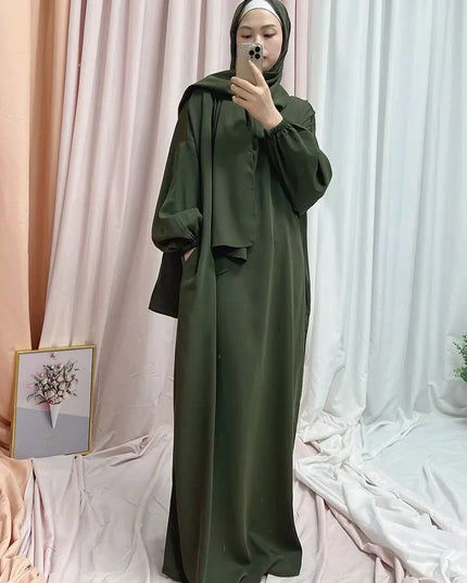 Hooded Abaya Jilbab for Women Nida Ramadan Muslim Hijab Long Dress One Piece Prayer Outfit Islamic Dubai Turkish Modest Abayas