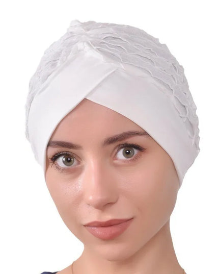 Hijab Cap Forehead Cross Women's Lace Turban Cap Elastic Muslim Headscarf Bonnet Islamic Female Solid Color Head Wraps Beanie Caps