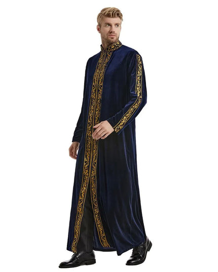 Jubbas Middle East Muslim Gold Velvet Embroidery Men's Robe Arabian Islamic Prayer Dress National Costume Noble Luxury Long-sleeved Top