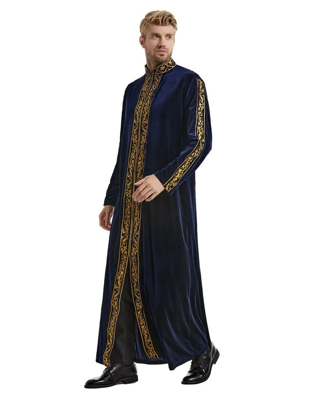 Jubbas Middle East Muslim Gold Velvet Embroidery Men's Robe Arabian Islamic Prayer Dress National Costume Noble Luxury Long-sleeved Top