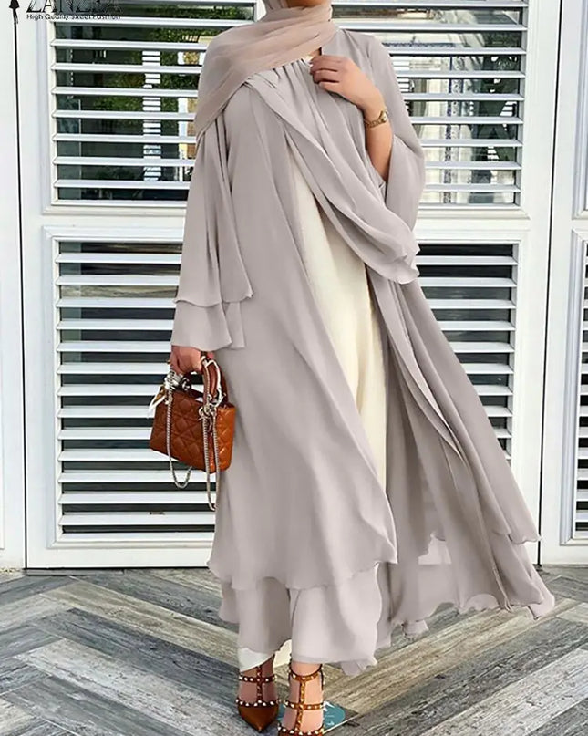 Abaya Fashion Muslim Hijab Abayas For Women Chiffon Open Abaya Kimono Dubai Turkey Islam Kaftan Casual Cardigan Femme Caftan