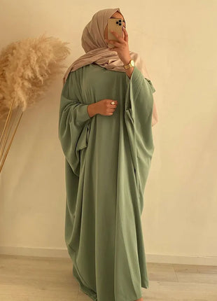 Abaya Mulsim Ramadan Prayer Long Dress Women Nida Batwing Sleeve Hijab Robe African Dresses Islam Dubai  Modest Abayas