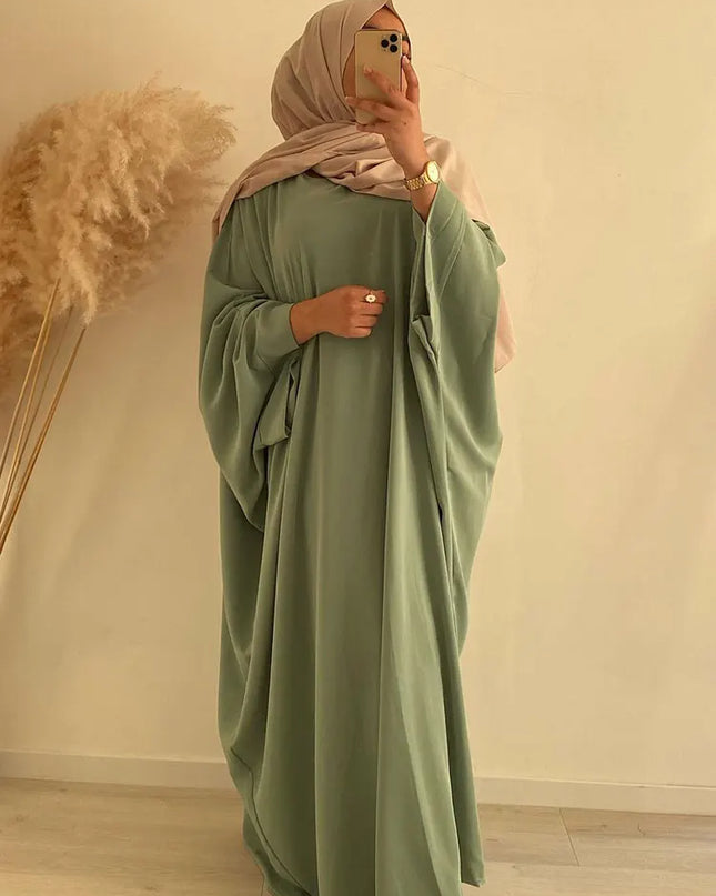 Abaya Mulsim Ramadan Prayer Long Dress Women Nida Batwing Sleeve Hijab Robe African Dresses Islam Dubai  Modest Abayas