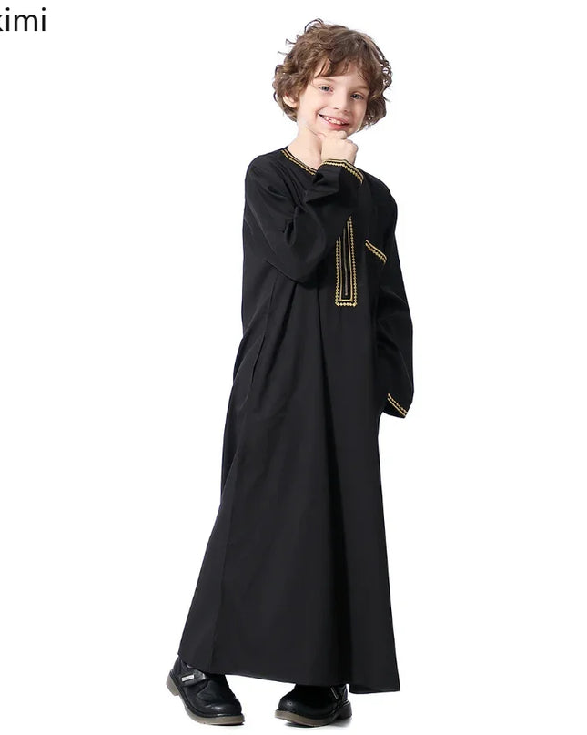 Kids Outfits New2024 Dubai Arab Muslim Kids Boys Clothes Abaya Caftan Robes Islamic Ramadan Clothing Oman Arabic Qatar Child Kaftans Costumes