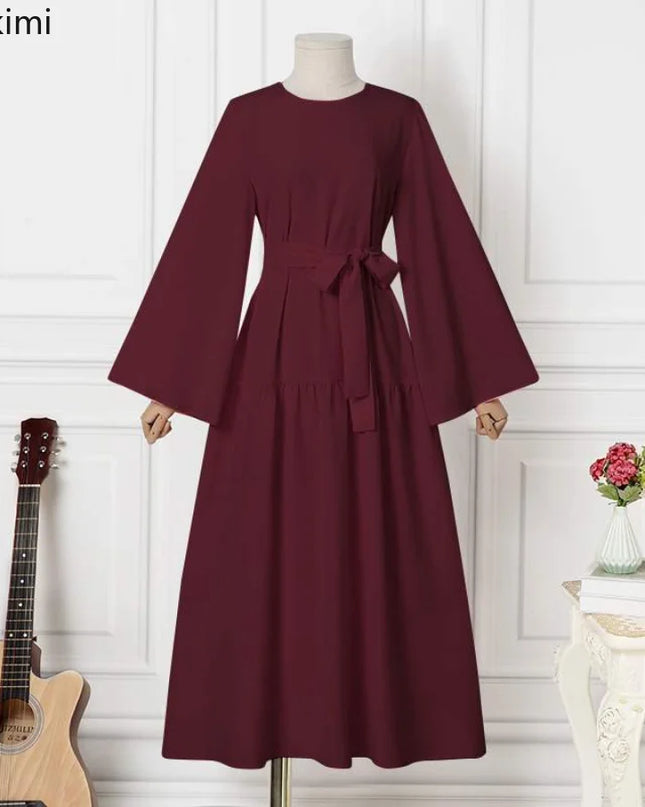 Dress Muslim Ramadan Dress Khimar Hijab Abaya Flare Sleeve Islam Clothing Abayas for Women Dubai Kaftan Turkish Modesty Robe Jilbab