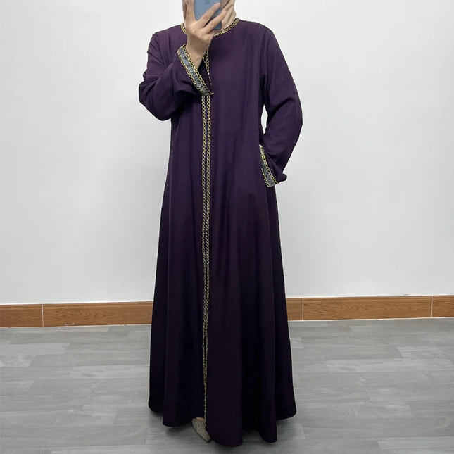 Abaya Front Zippered Arms Stone Abaya Dress Turkey Muslim Fashion Islam Clothing Dubai Istanbul Istanbulstyles